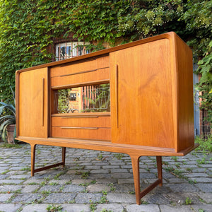 Highboard Teak mit Vitrine & Minibar aus Dänemark