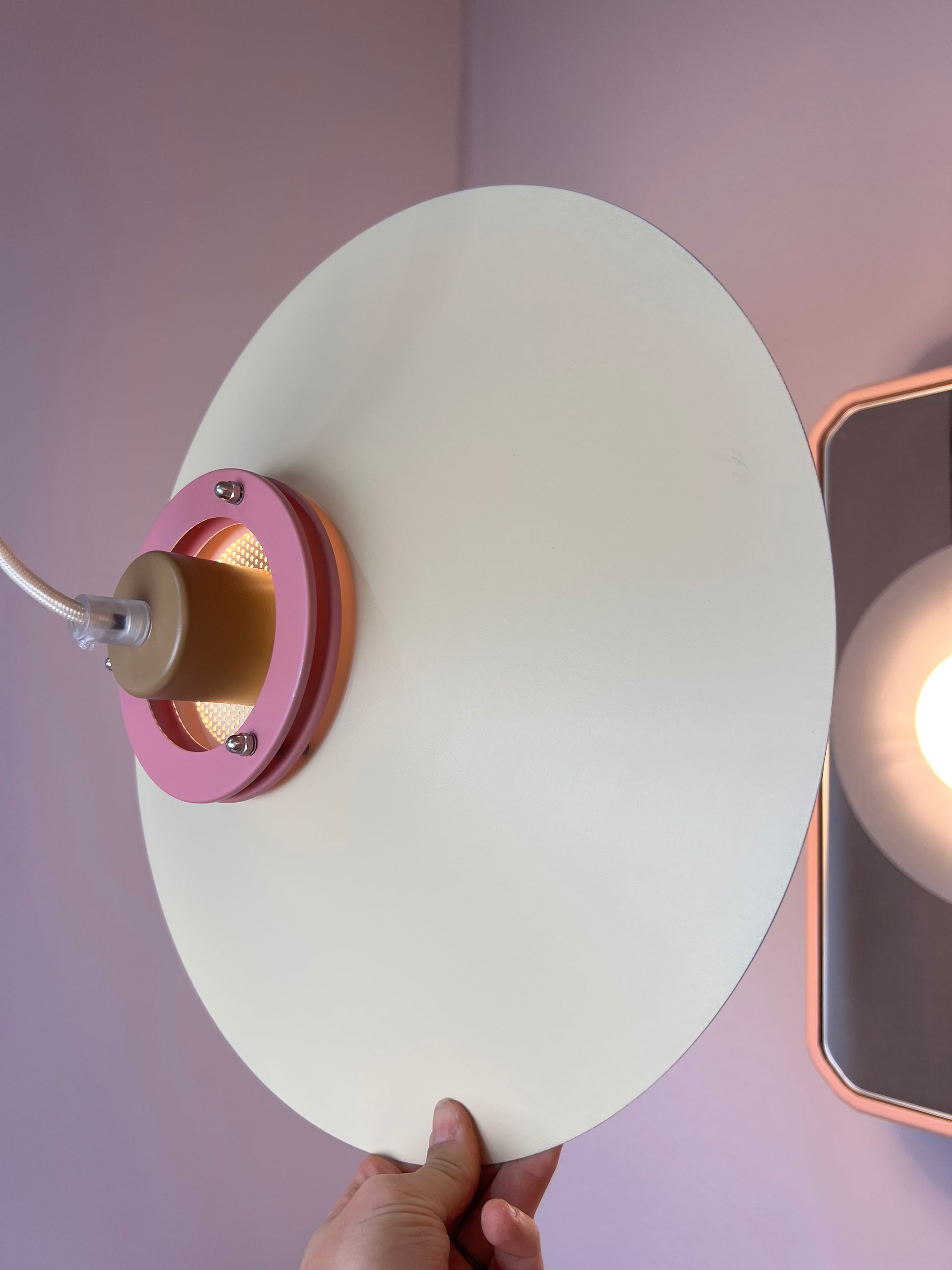 Lamellenlampe neu lackiert creme rosa braun