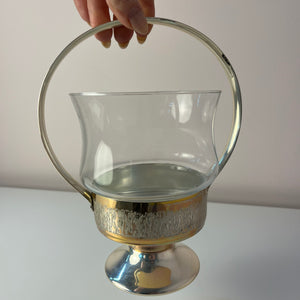 Henkelschale versilbert mit Glaseinsatz