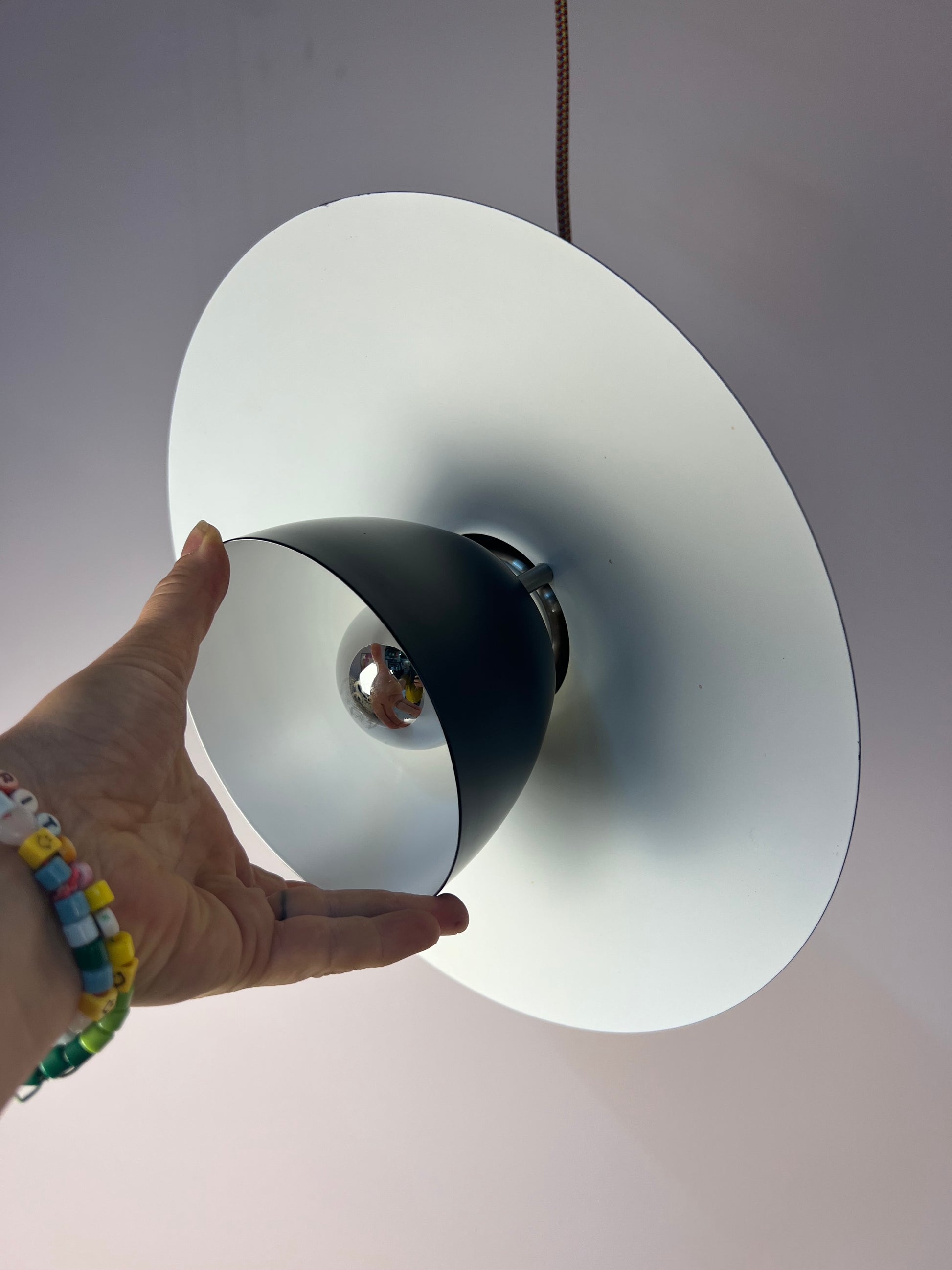Lamellenlampe teils neu lackiert grün schwarz aus Dänemark