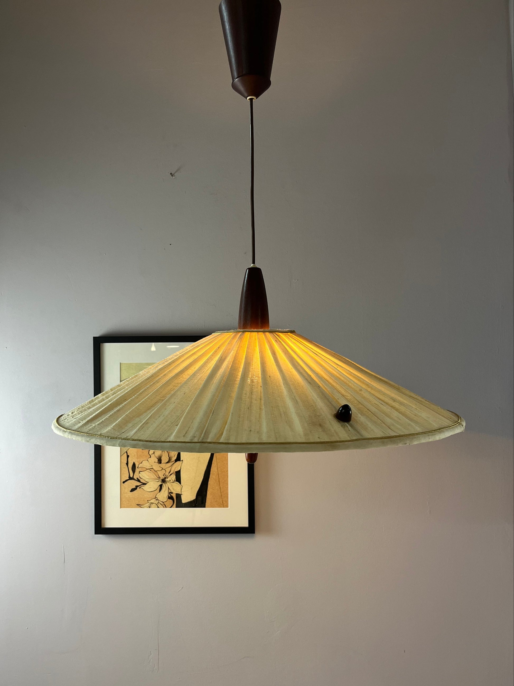 Hängelampe beige braun Teak von Temde