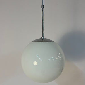 Kugellampe weiß Chrom Glas mit Stab