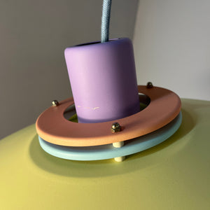Lamellenlampe neu lackiert flieder gelb mint aus Dänemark
