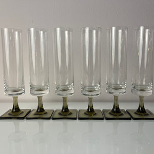 Set: 6x Sektkelch Modell Berlin mit Rauchfuß von Georg Jensen für Rosenthal
