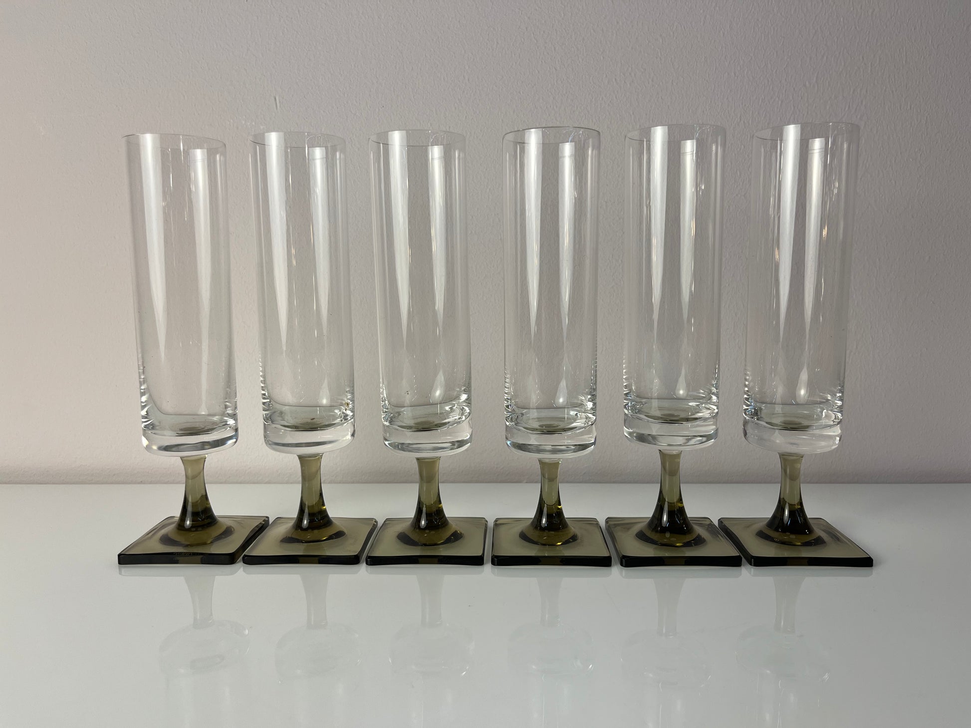 Set: 6x Sektkelch Modell Berlin mit Rauchfuß von Georg Jensen für Rosenthal