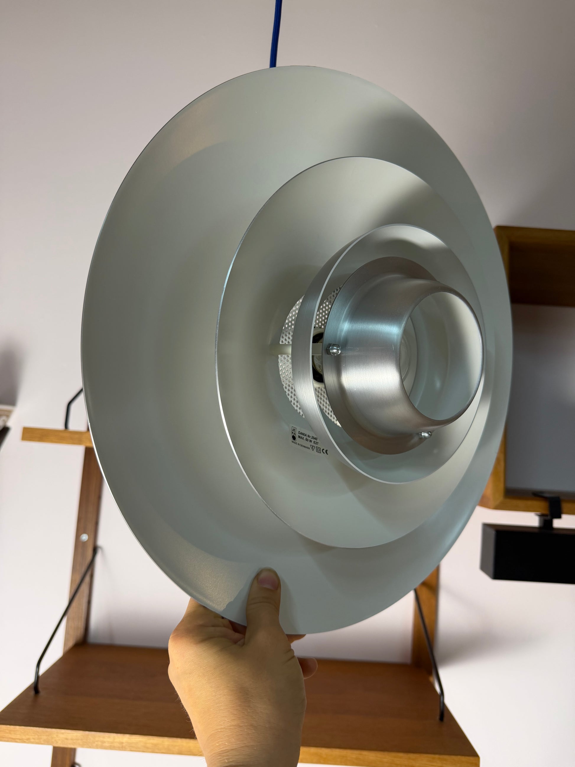 Lamellenlampe Modell Dania 2040 silber von Kurt Wiborg für JEKA