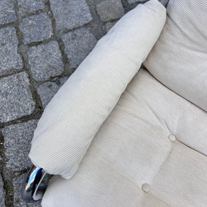 Sessel beige Kord Chromgestell