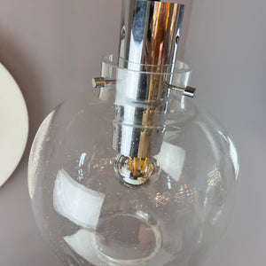 Hängelampe Glas Chrom von Glashütte Limburg