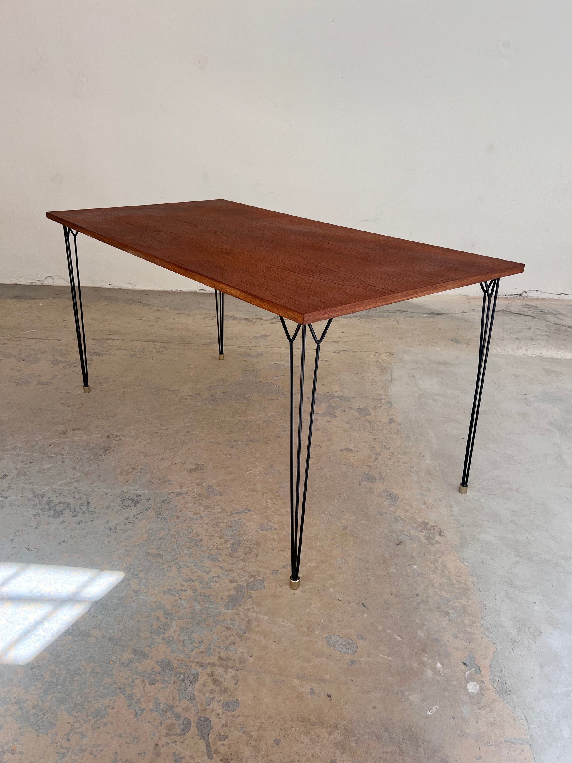 Esstisch Schreibtisch Teak mit original Hairpinlegs