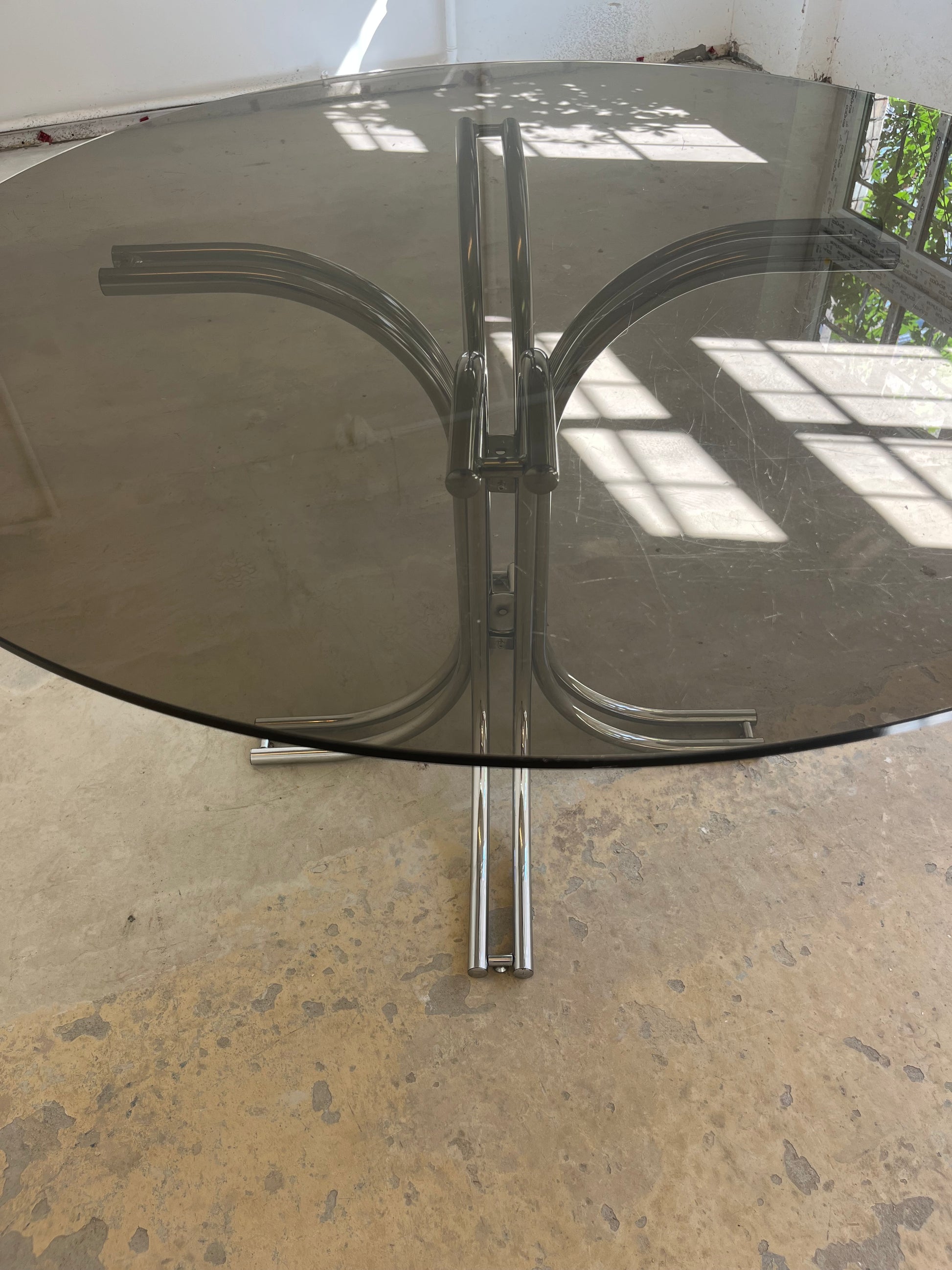 Runder Esstisch Rauchglas Chrom - Standard Gestell