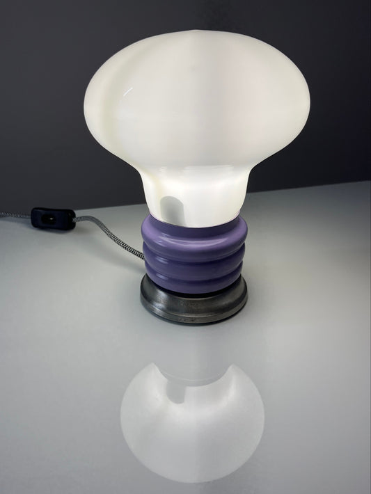 Mushroom Tischlampe flieder weiß Glas
