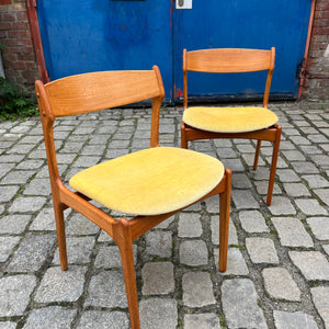 Set: 2x Polsterstuhl gelb Samt Teak von Domus Danica