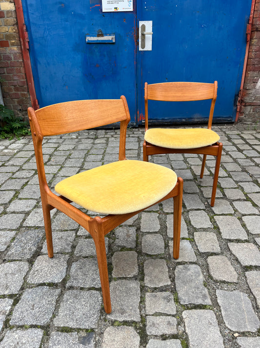 Set: 2x Polsterstuhl gelb Samt Teak von Domus Danica