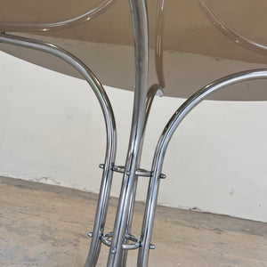 Runder Esstisch Rauchglas & Chrom