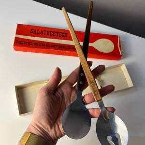Salatbesteck Teak Edelstahl in Originalverpackung