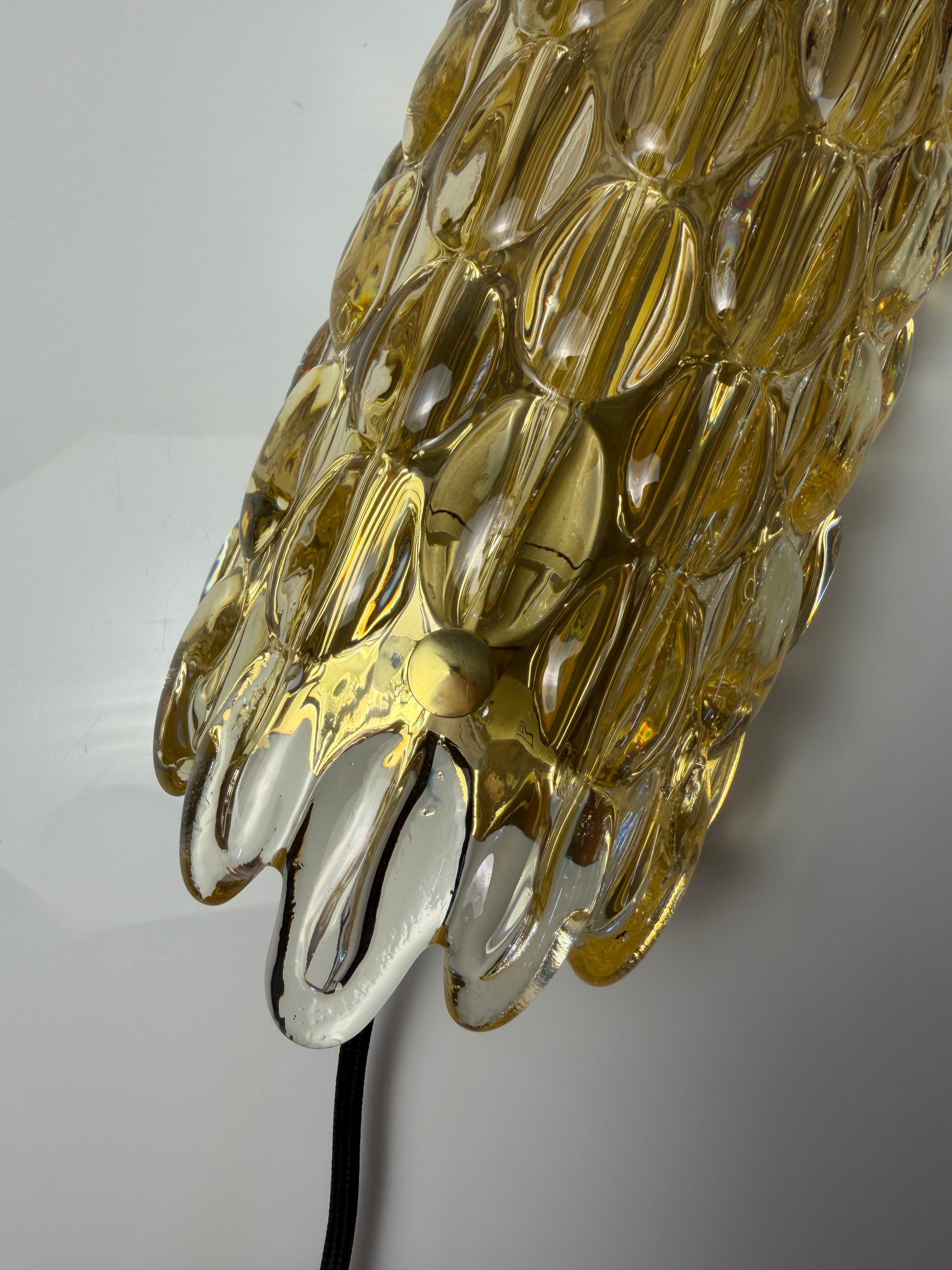 Wandlampe Glas Messing von Carl Fagerlund für Orrefors