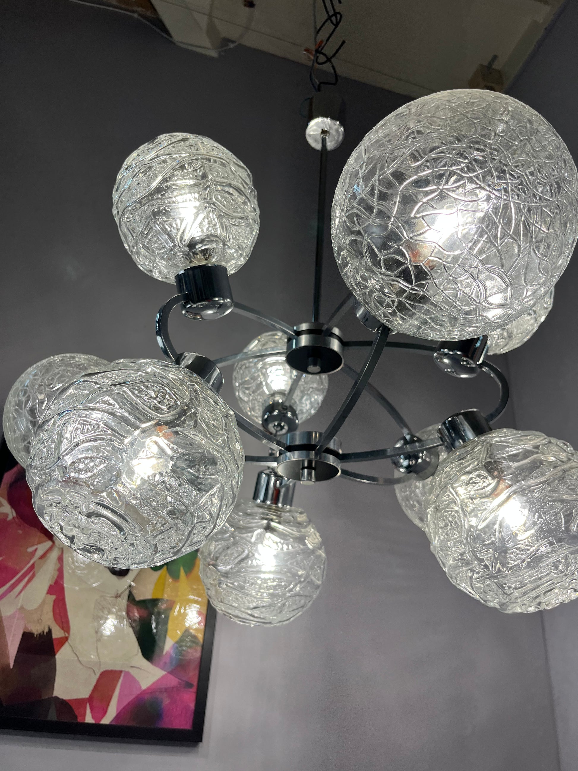 Sputnik Kronleuchter Glas Chrom