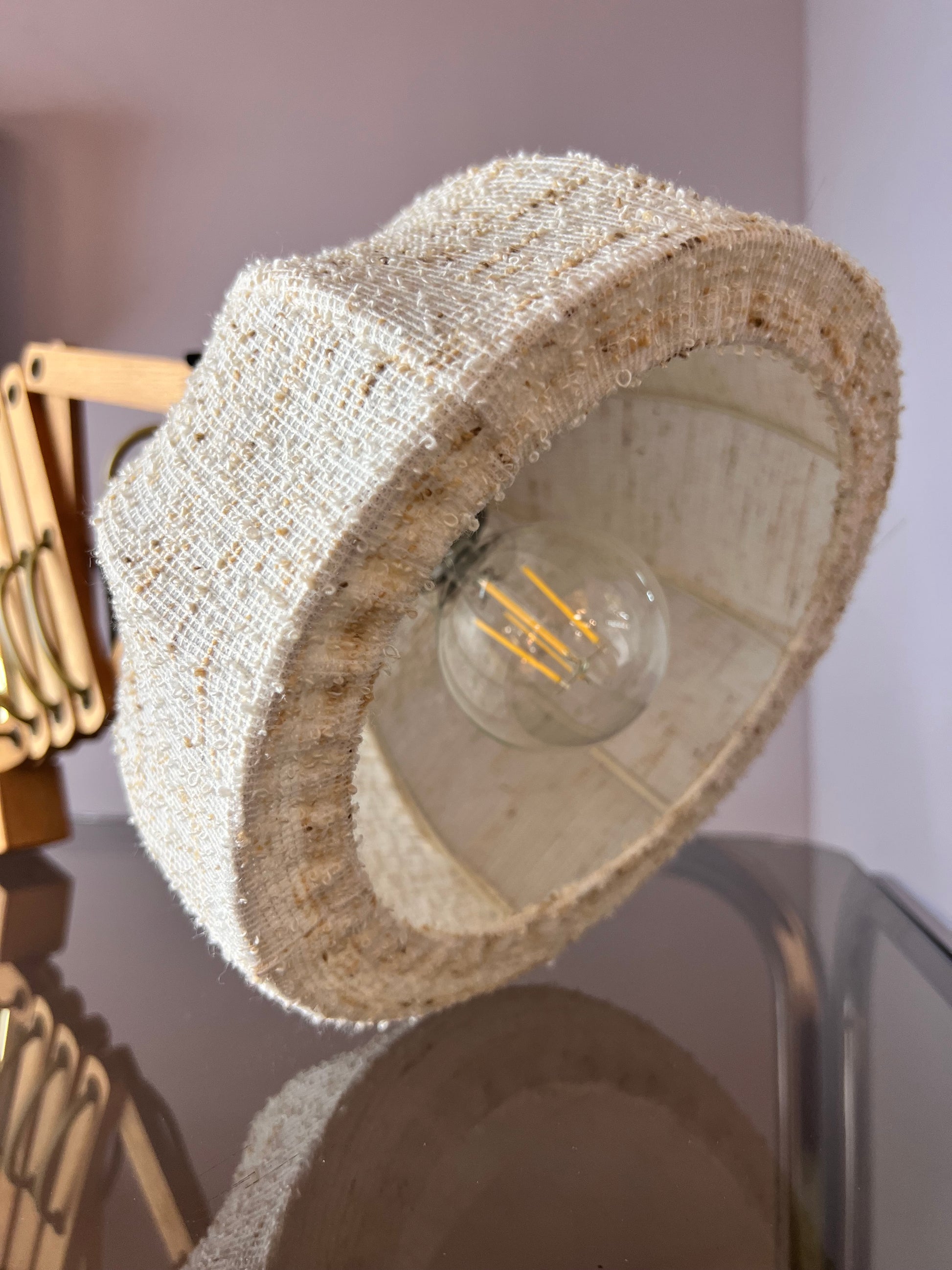 Scherenlampe beige Eiche