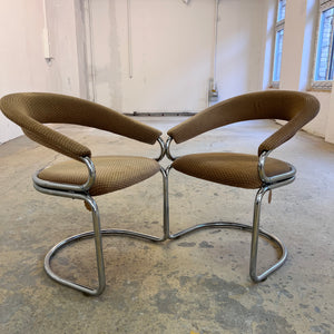 Freischwinger beige Chrom von Giotto Stoppino - mit kleinen Gebrauchsspuren