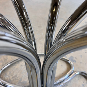 Runder Esstisch Rauchglas & Chrom von Gastone Rinaldi für Rima