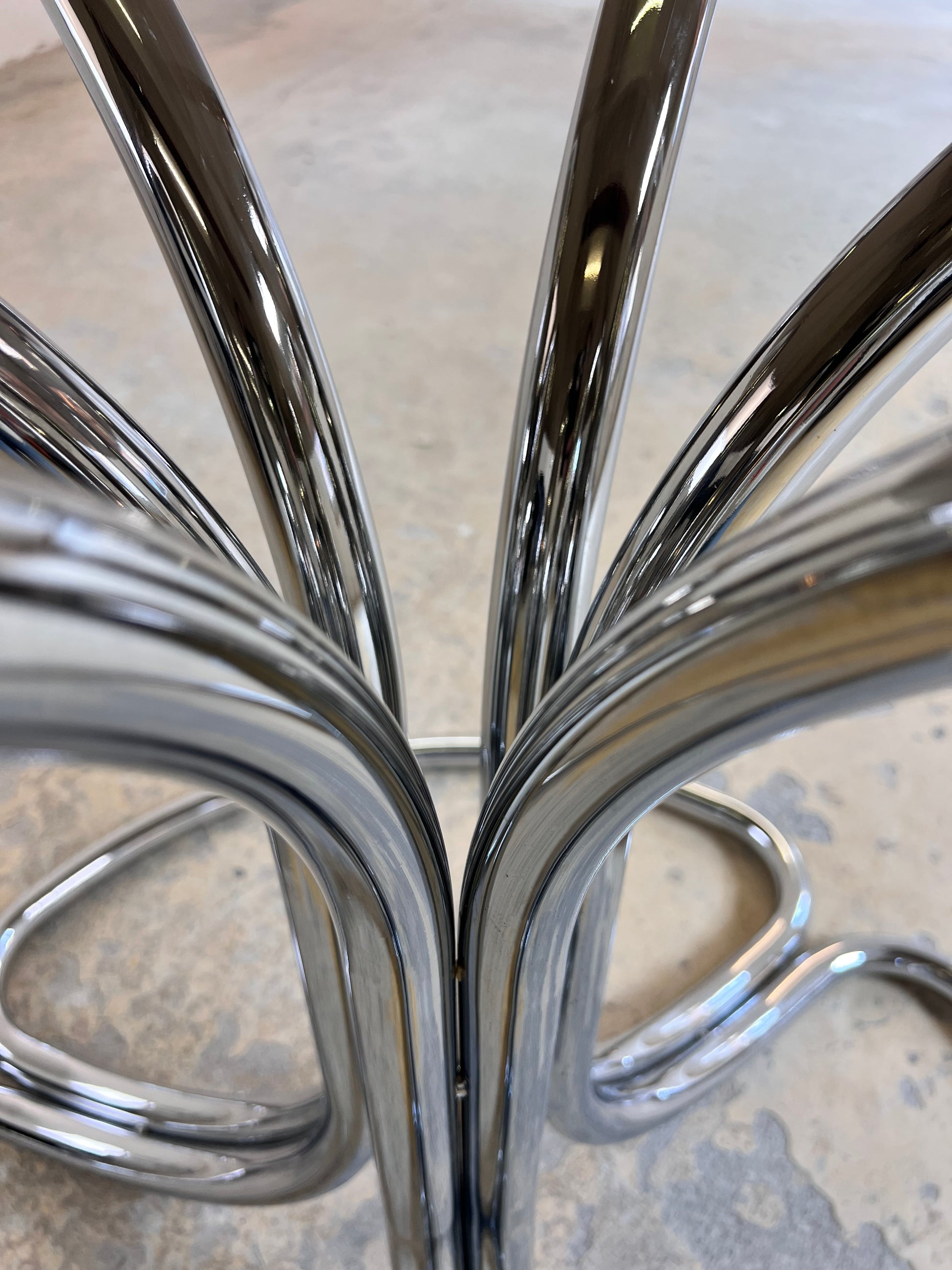 Runder Esstisch Rauchglas & Chrom von Gastone Rinaldi für Rima