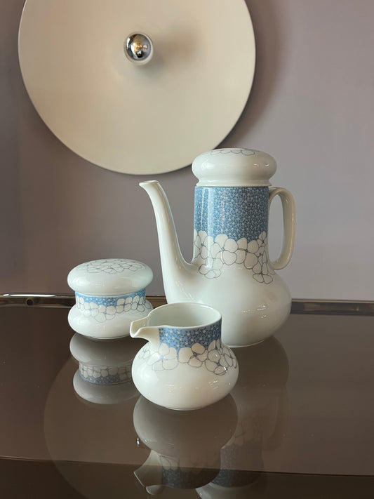 Set: Kaffeeservice Kiruna Garden weiß blau von Tapio Wirkkala für Thomas
