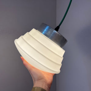 Hängelampe weiß silber Glas