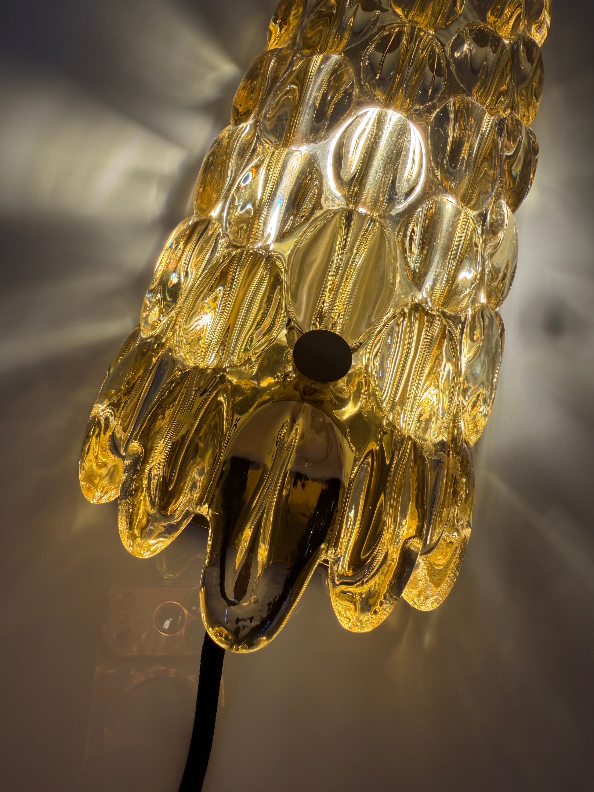Wandlampe Glas Messing von Carl Fagerlund für Orrefors