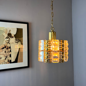 Hängelampe Glas Messing von Carl Fagerlund für Orrefors