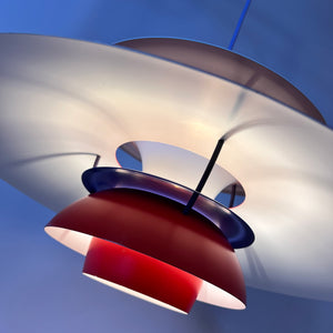 Lamellenlampe PH5 rot von Poul Henningsen für Louis Poulsen