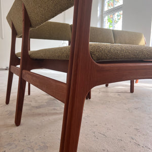 Eckbank grün Teak neu gepolstert von Erik Buch