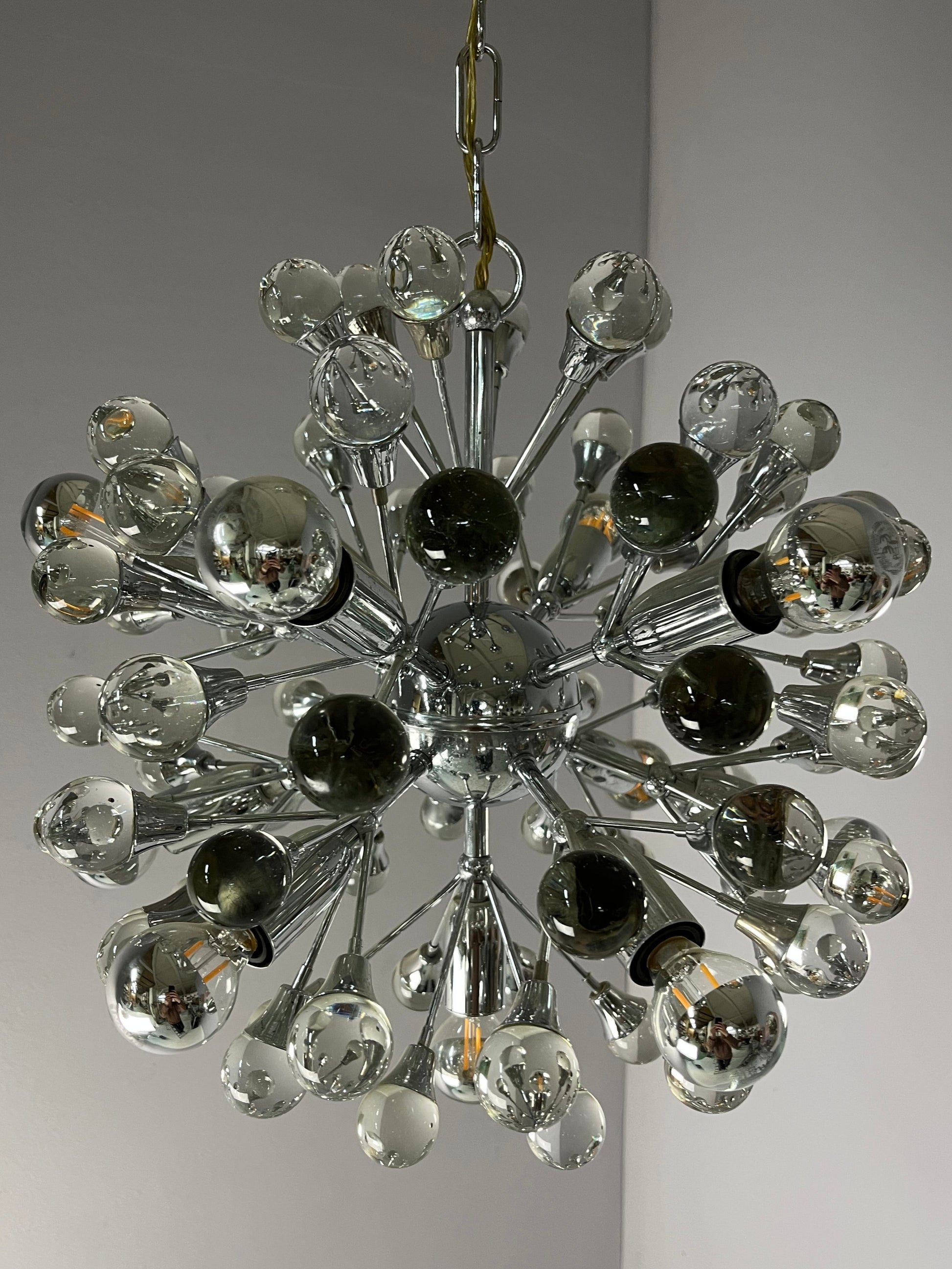 Sputnik Kronleuchter Chrom Glas aus Italien