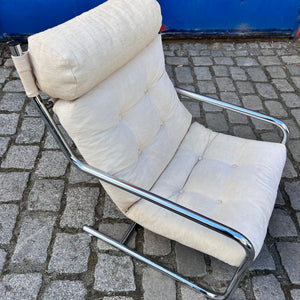 Sessel beige Kord Chromgestell