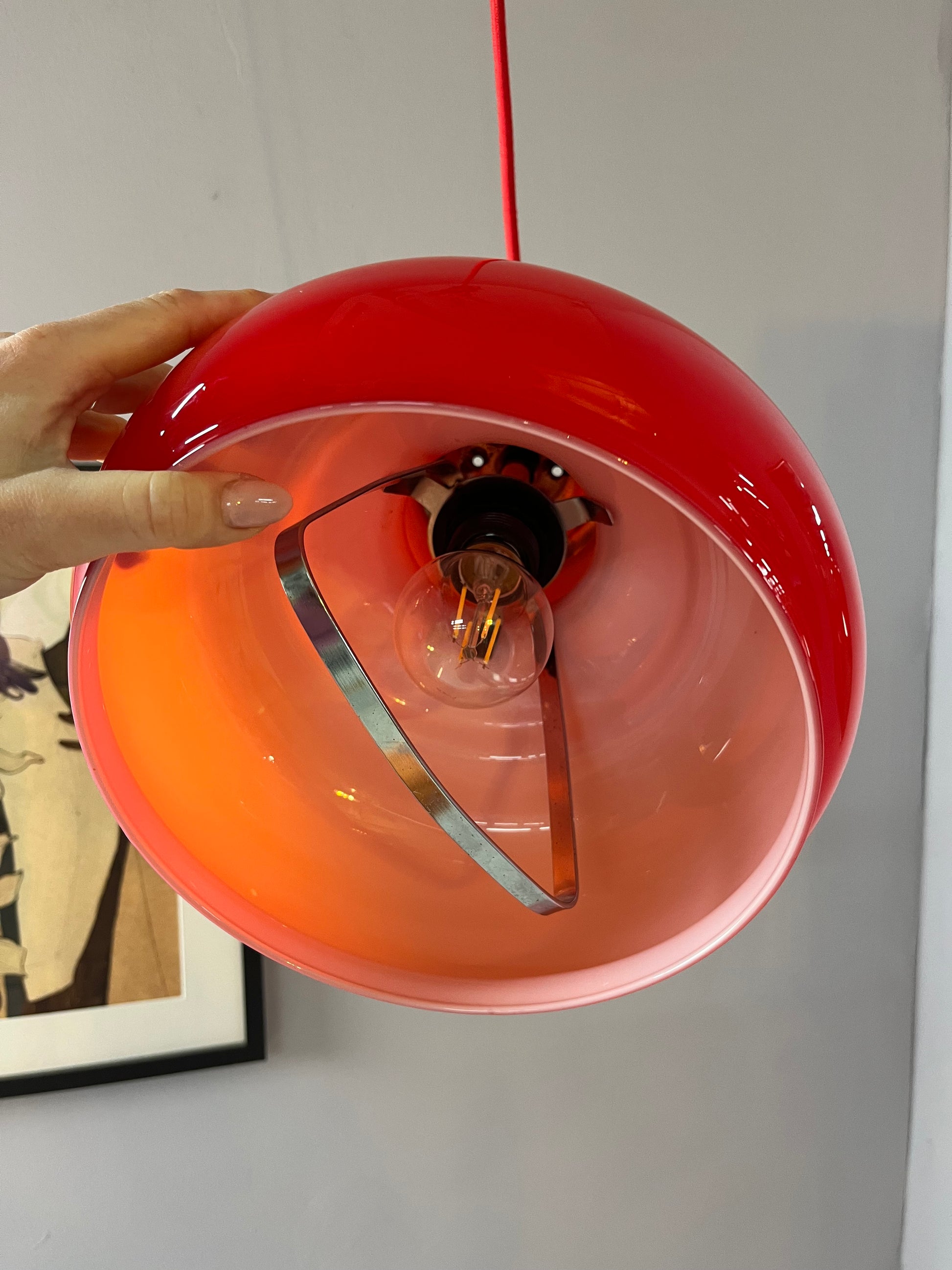 Hängelampe rot Glas