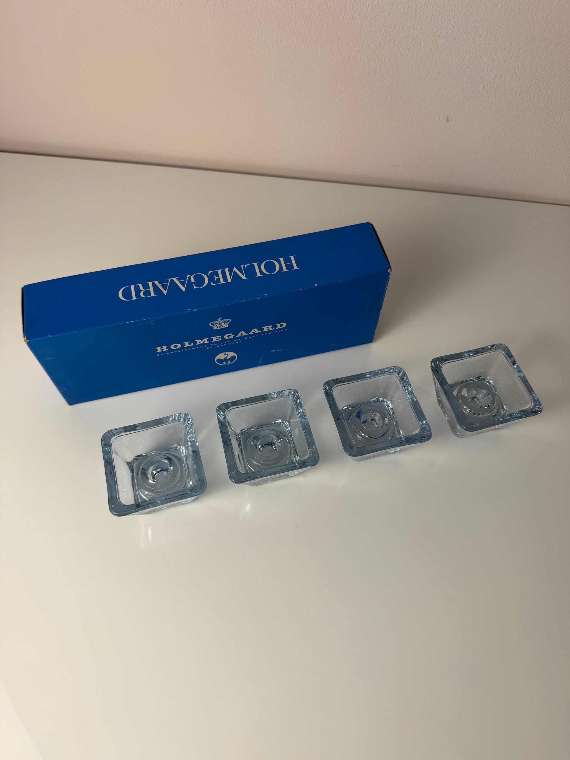 Set: 4x Kerzenständer Serie Skjold Glas von Per Lütken für Holmegaard