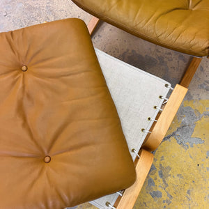 Set: Sessel Siesta mit Hocker Echtleder von Ingmar Relling für Westnofa