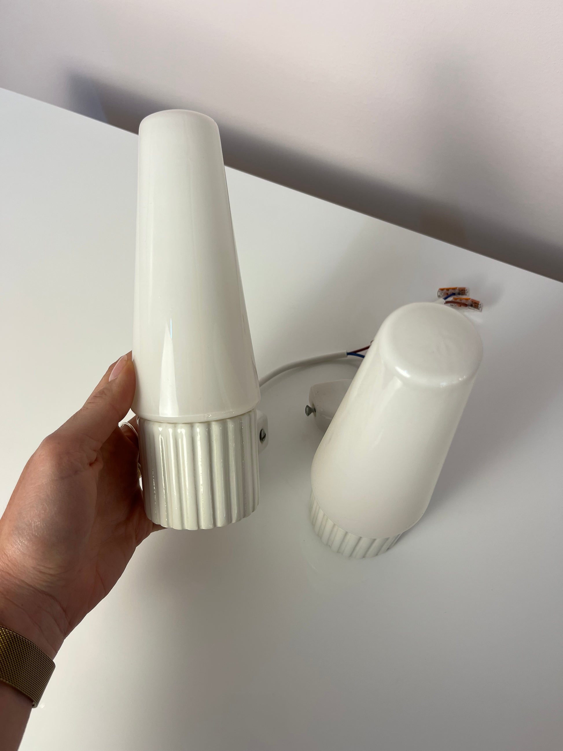 Set: 2x Wandlampe Modell 6020 weiß von Sigvard Bernadotte für Ifö