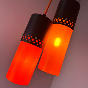 Hängelampe orange schwarz Kunststoff Metall