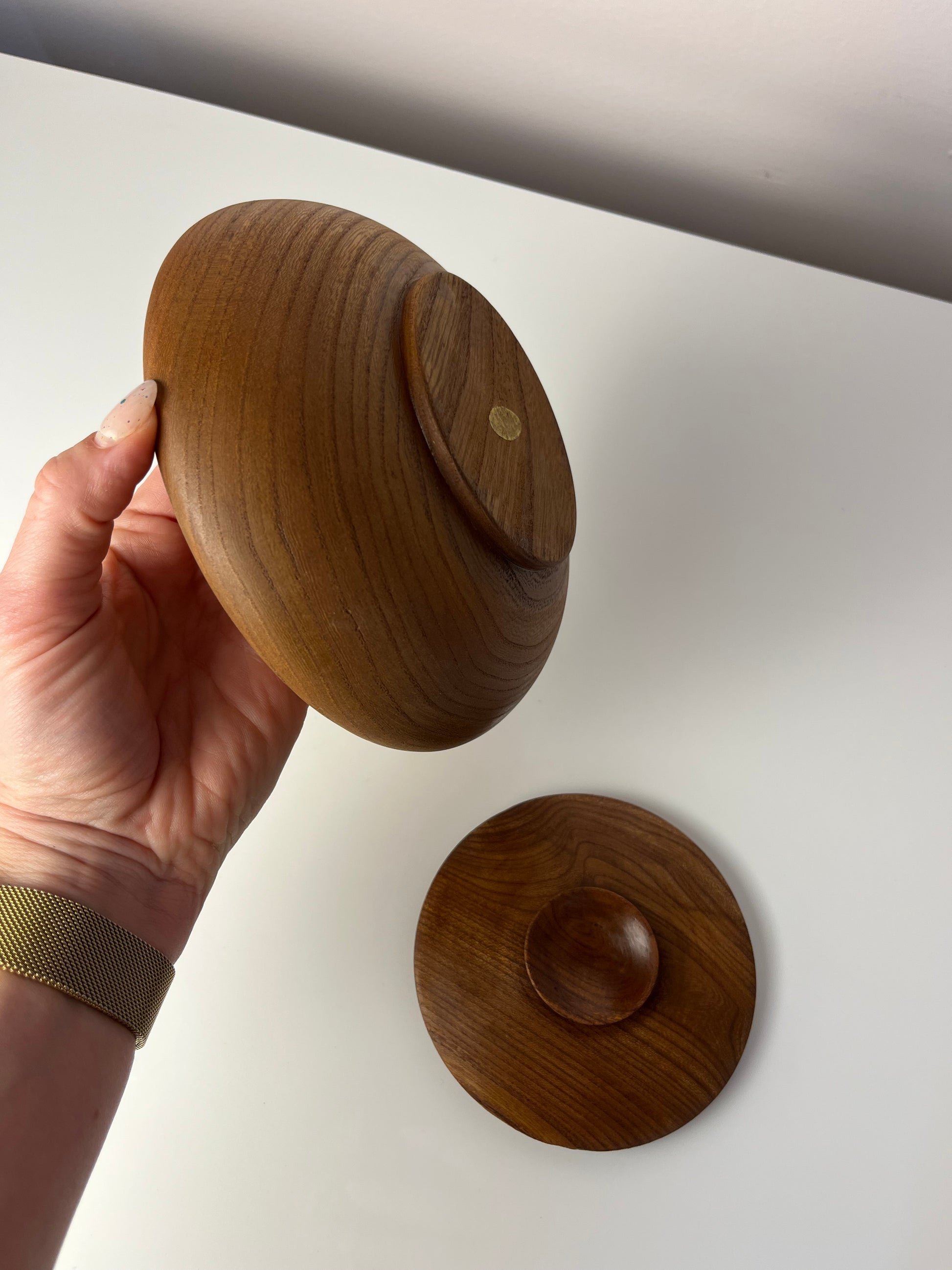 Dose Teak mit Deckel aus Dänemark