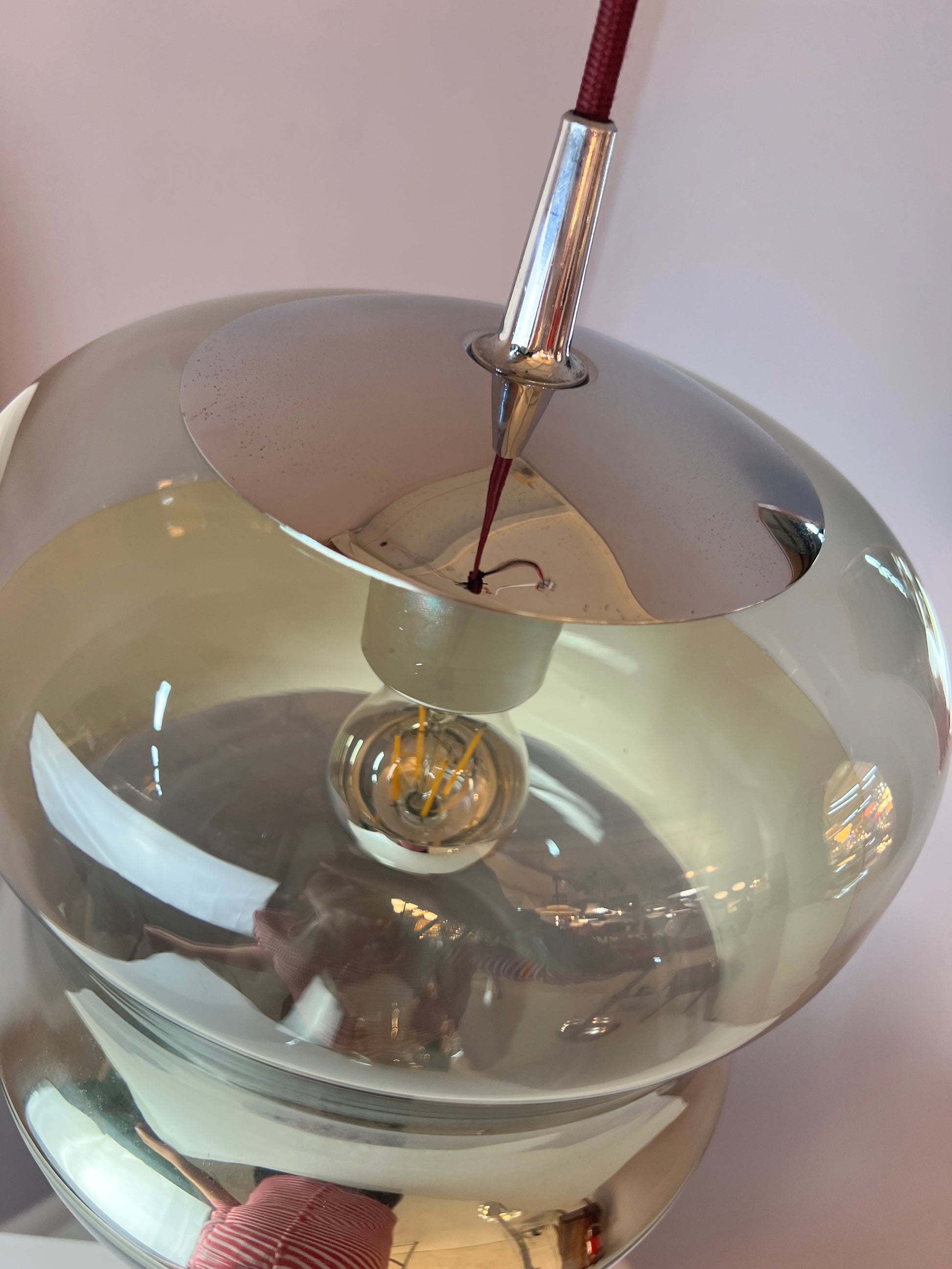 Hängelampe Rauchglas Chrom von Peill & Putzler