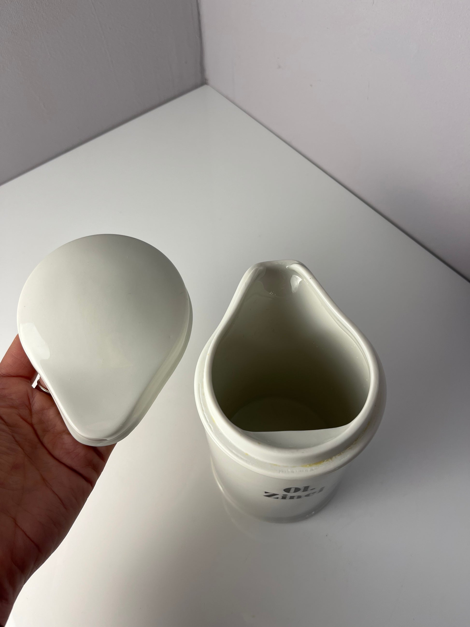 Apothekerdose Ol. Zinci weiß Porzellan