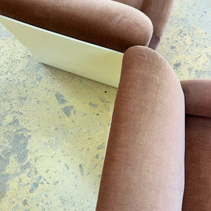 Modularer Schalensessel rosa Samt & Kunststoff