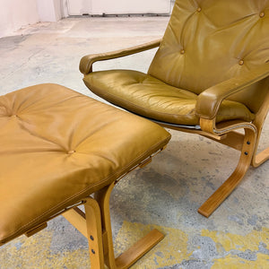 Set: Sessel Siesta mit Hocker Echtleder von Ingmar Relling für Westnofa