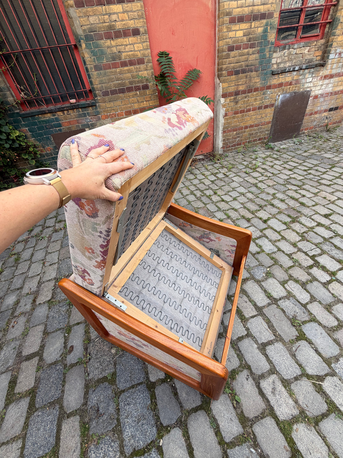 Schlafsessel / Gästebett Teak Textilstoff aus Dänemark