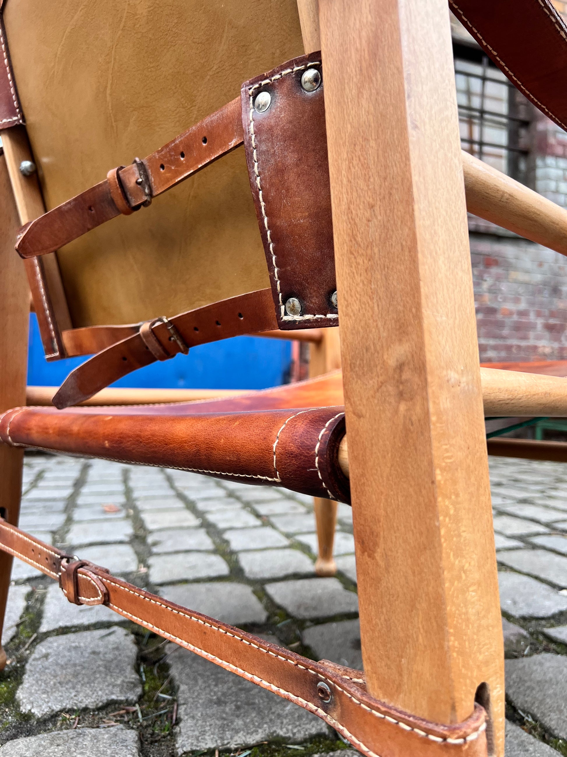 Safari-Sessel mit cognacfarbenem Lederbezug von Aage Bruun & Søn