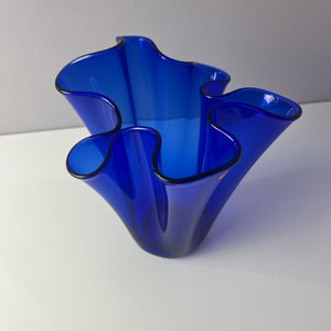Vase Fazoletto blau Glas von Ancher Iversen