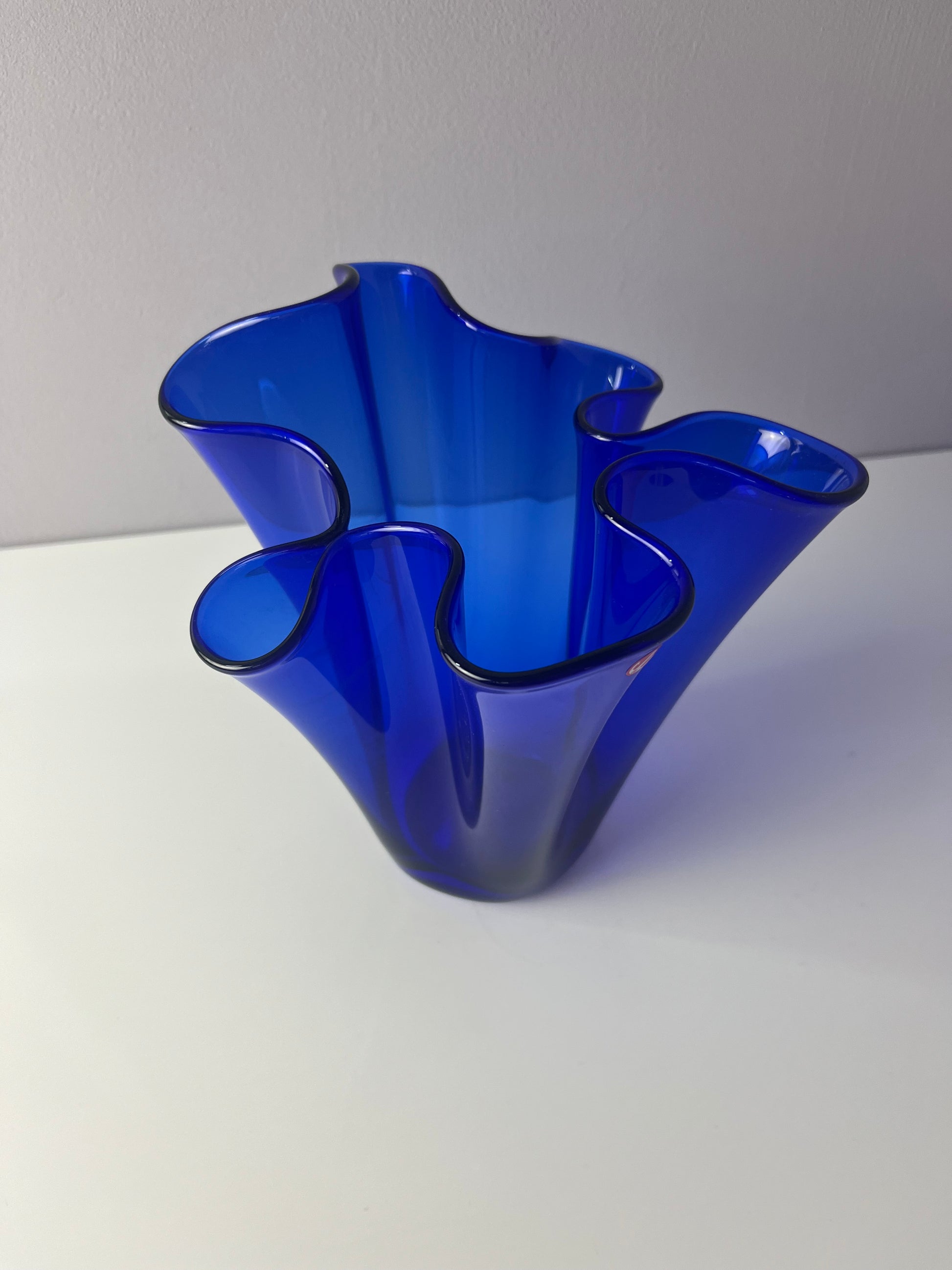 Vase Fazoletto blau Glas von Ancher Iversen