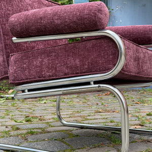 Sessel Halina lila neu gepolstert Chrom von Hellerau