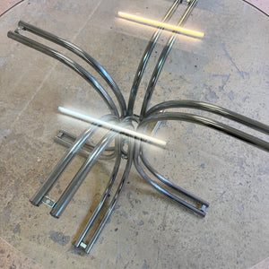 Runder Esstisch ∅ 110 cm Glas & Chrom von Gastone Rinaldi