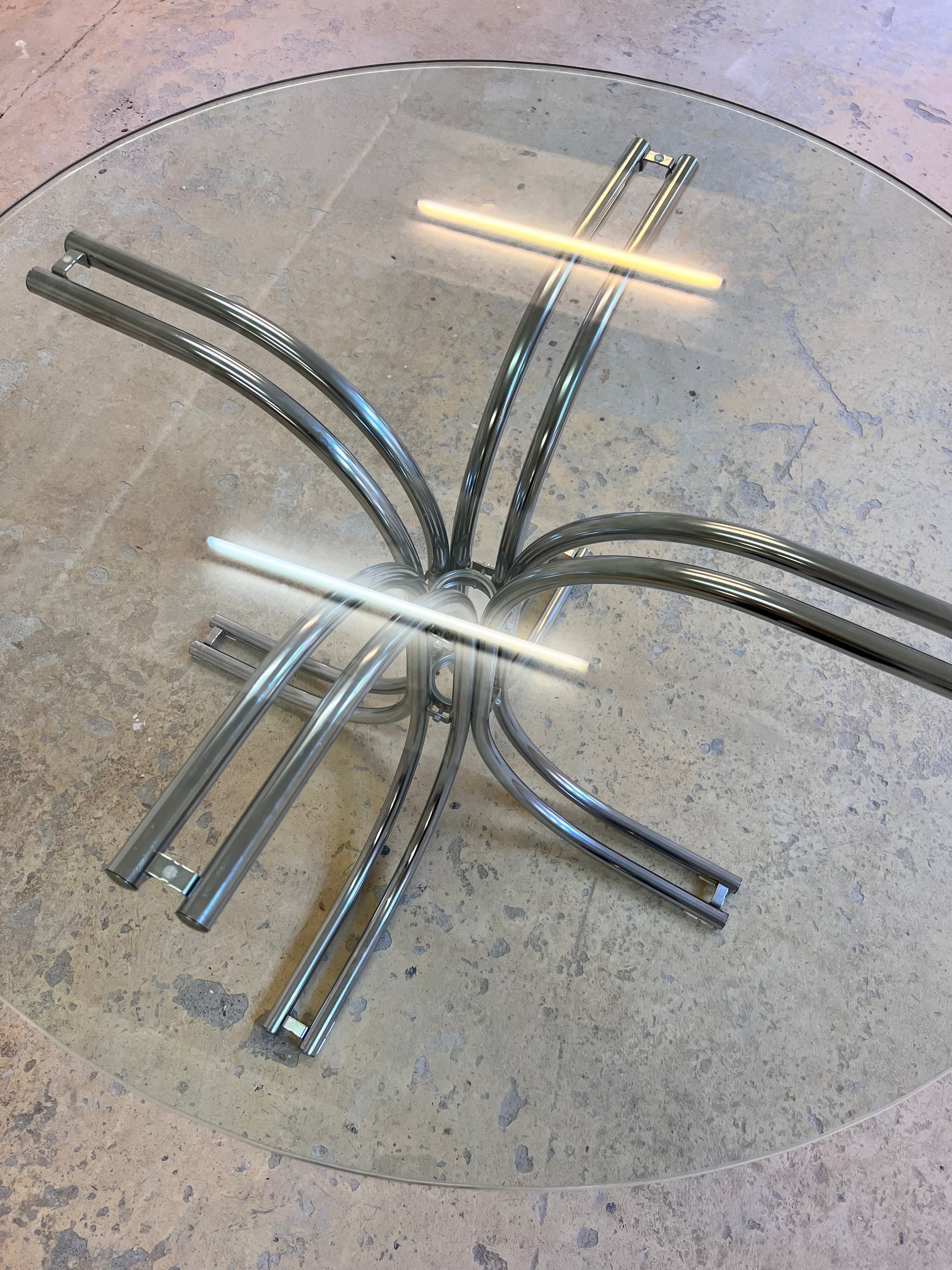 Runder Esstisch ∅ 110 cm Glas & Chrom von Gastone Rinaldi